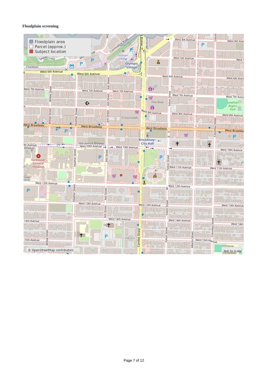 Floodplain Screening sample page (redacted)