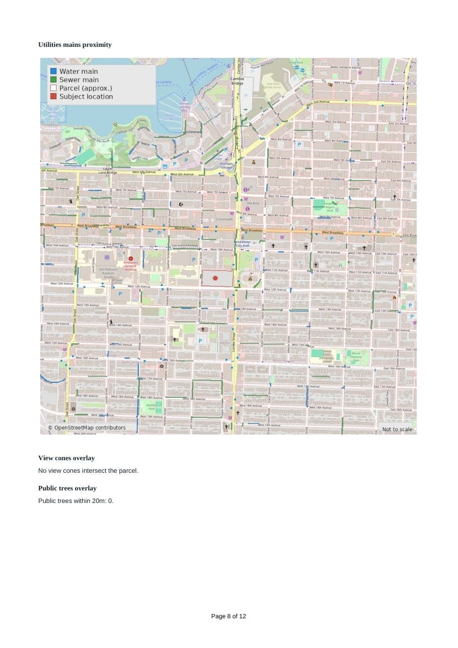 Utilities Screening sample page (redacted)